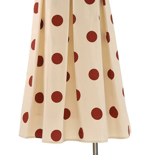 Vintage Polka Dot Cotton High Waist Midi Skirt