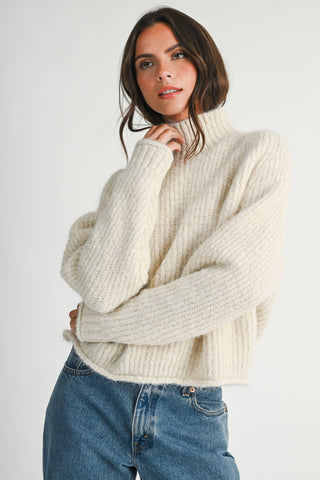 Remember Me Soft Brushed Mock Neck Sweater