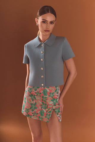 Floral Jacquard Mini Skirt