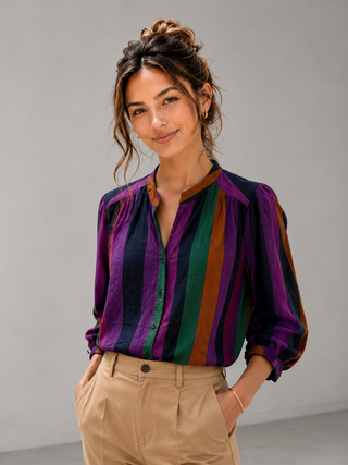 Aubergine Avenue Button-Front Blouse
