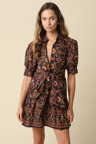 Vienna Printed Tie-Waist Mini Dress