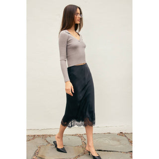 Chateau Satin Lace Skirt