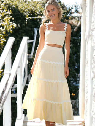 Capri Two-Piece Set with Ruffle Skirt and Cropped Top