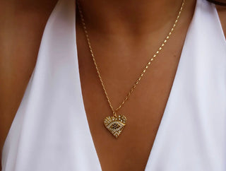Evil Eye Heart Pendant Necklace