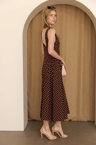 Sasha Polka Dot Fit & Flare Midi Dress