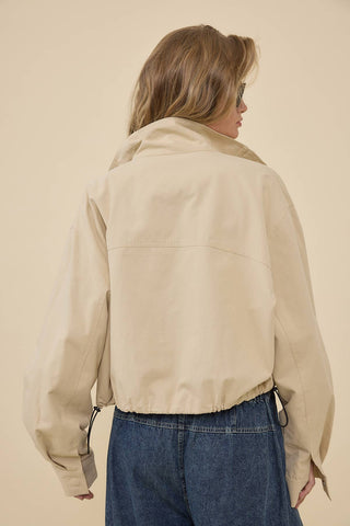 Leighton Stand Collar Drawstring Cotton Jacket