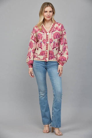 Solara Jacquard Cardigan Sweater