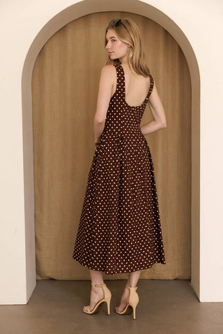 Sasha Polka Dot Fit & Flare Midi Dress
