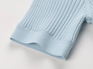 Ribbed Knit Belted Midi Dress Short Sleeve