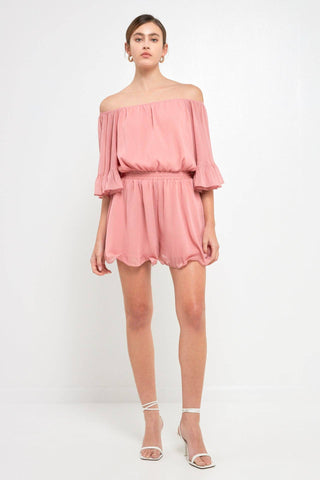 Ruffled Sleeve Romper