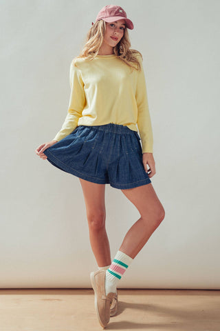 Viscose Blend Crewneck Knit Pullover