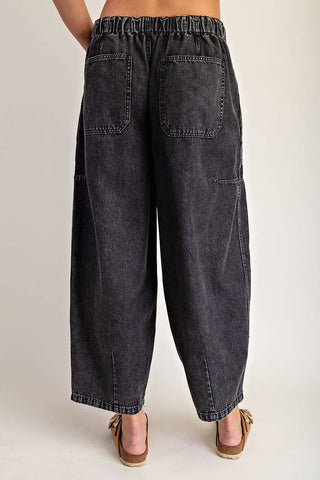 Washed Black Barrel Jeans