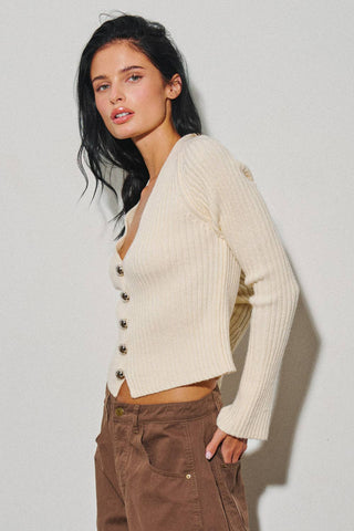 Maren Ribbed Cardigan | Ivory