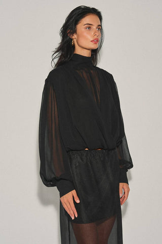 Simone Sheer Blouse | Black
