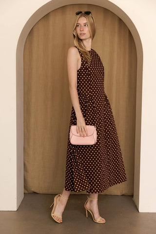 Sasha Polka Dot Fit & Flare Midi Dress