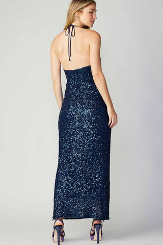Sequin Halter Long Dress