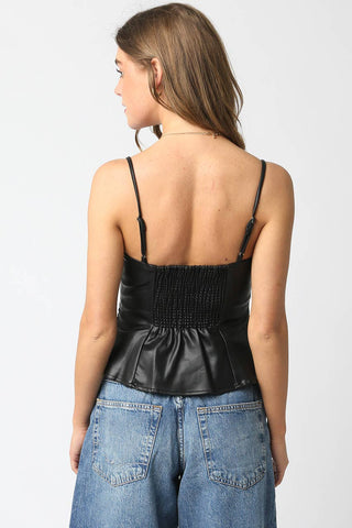 Stacy Faux Leather Peplum Top