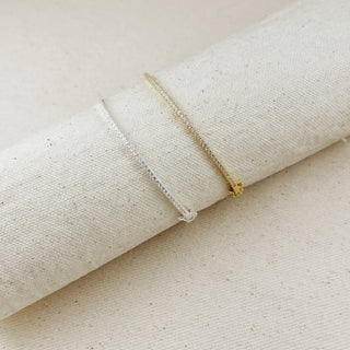 Run, Baby,Run 18k Gold Filled Thin Line Cz Bangle Bracelet