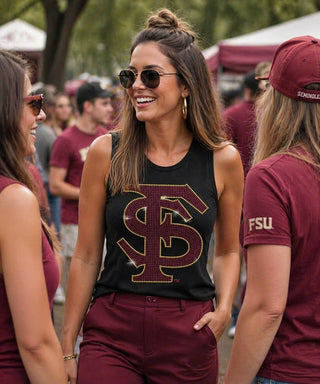 Florida State (FSU) Black Crewneck Tank Top - Go Noles!