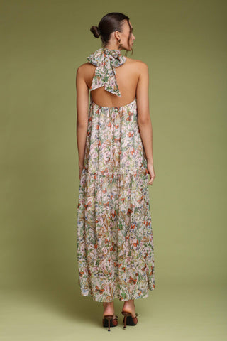 Summer Garden Halter Neck Maxi Dress