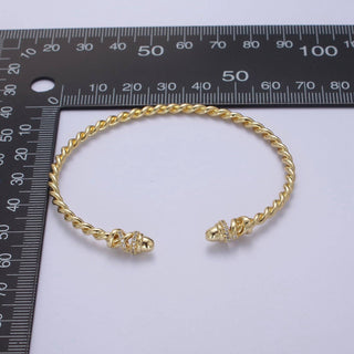 Adjustable Gold Twisted Rope Bracelet Dainty Silver Cuff Ban