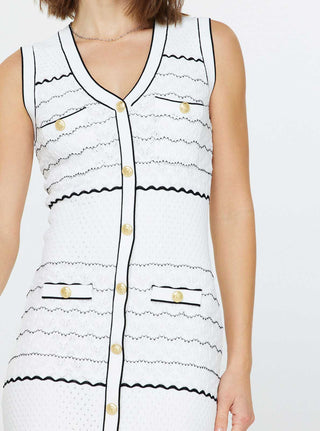 Gold Button Sleeveless Knit Dress