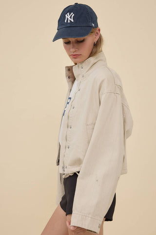 Kennedy Stand Collar Drawstring Hem Jacket
