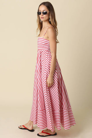Cecily Stripe Maxi Dress – back view – Into The Palms boutique