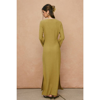Ecru Escape Gold Trim Bell Sleeve Maxi Dress