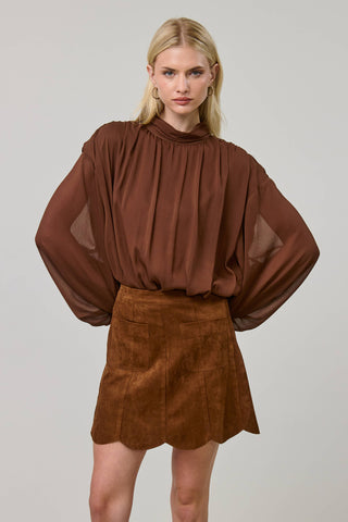 Stevie Scallop Suede Mini Skirt