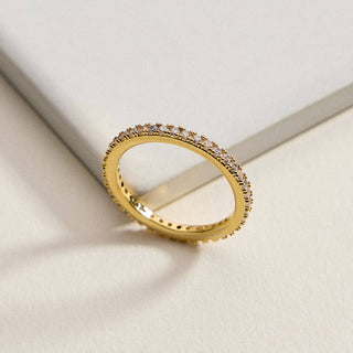 18K Gold Filled CZ Eternity Band Look Ring | Dainty Stackable Diamond Look Ring