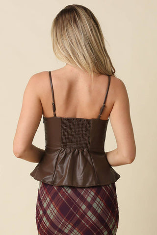 Stacy Faux Leather Peplum Top