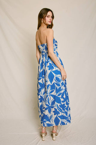 Mykonos Strapless Contrast Binding Maxi Dress – close up – Into The Palms boutique