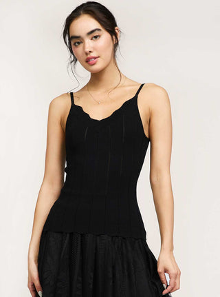 Scalloped Scoop Neck Tank Top Sweater