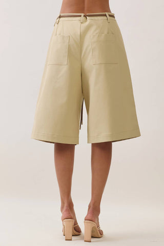 Envy Belted Wide-Leg Bermuda Shorts
