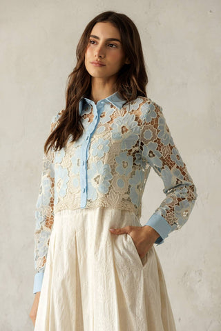 Secret Garden Floral Lace Button Blouse