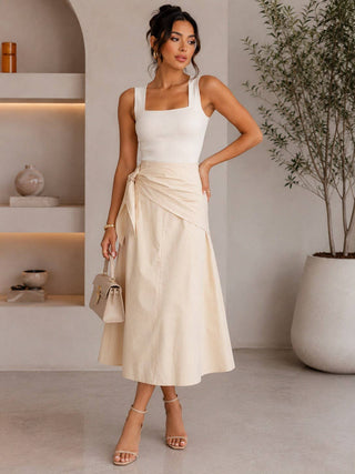 Yasmine Tie-Waist Midi Skirt