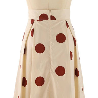 Vintage Polka Dot Cotton High Waist Midi Skirt
