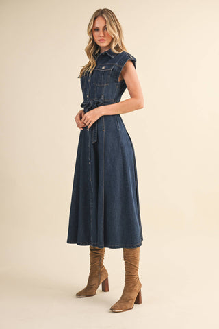 Iris Denim Button Down Midi Dress