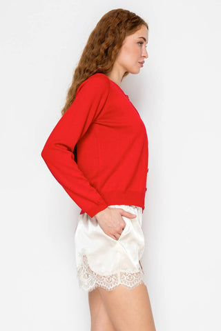 Satin Lace Trim Lounge Shorts