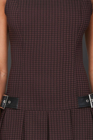 Houndstooth Pleated Mini Dress