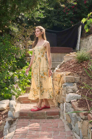 Italian Garden Midi Dress – back view – Into The Palms boutique