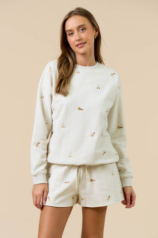 Pop the Bubbly Embroidered French Terry Set