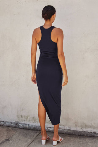 Alvaro Ribbed Racerback Ruched Midi Dress
