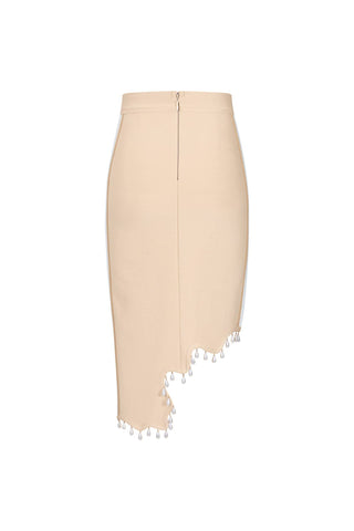 Front Row Pearl Embellished Asymmetric Midi Skirt & Top Set