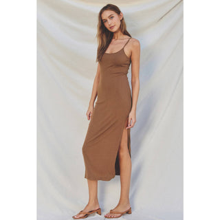 Ribbed Knit Bodycon Maxi Dress – full length view – Into The Palms boutique