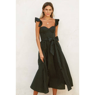 Pin Dot Corset Flutter Dress