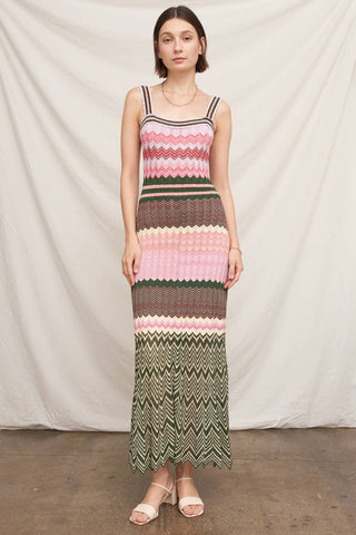 Marsai Chevron Knit Maxi Dress with Scalloped Hem