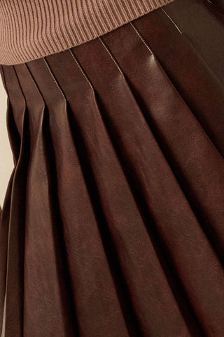 Faux Leather Pleated Mini Skirt