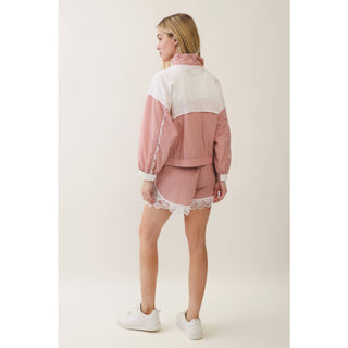 Colette Lace Detail Windbreaker Set in Kelly Green